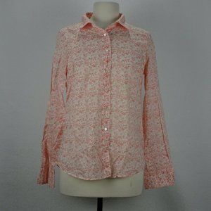 J Crew Size 4-6? Pink The Perfect Shirt Button Up Long Sleeve Floral Top